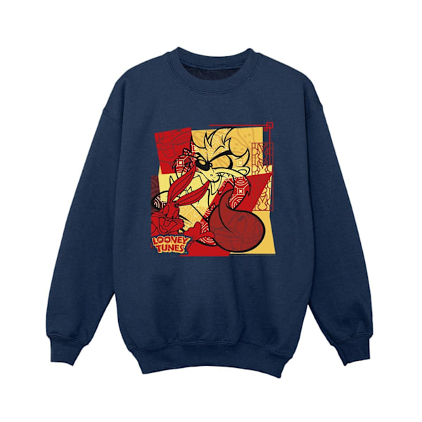 Looney Tunes Pojkar Taz Bugs Kanin Nyår Sweatshirt 9-11 År Navy Blue 9-11 Years