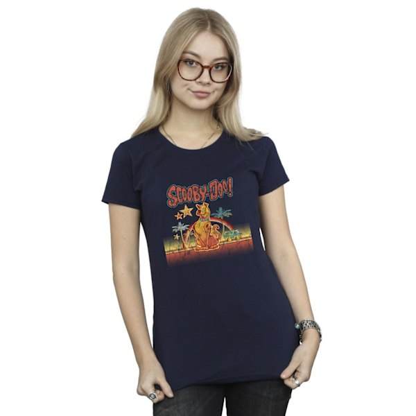 Scooby Doo Dam T-shirt i bomull med palmer för kvinnor/damer, marinblå, storlek S Navy Blue S