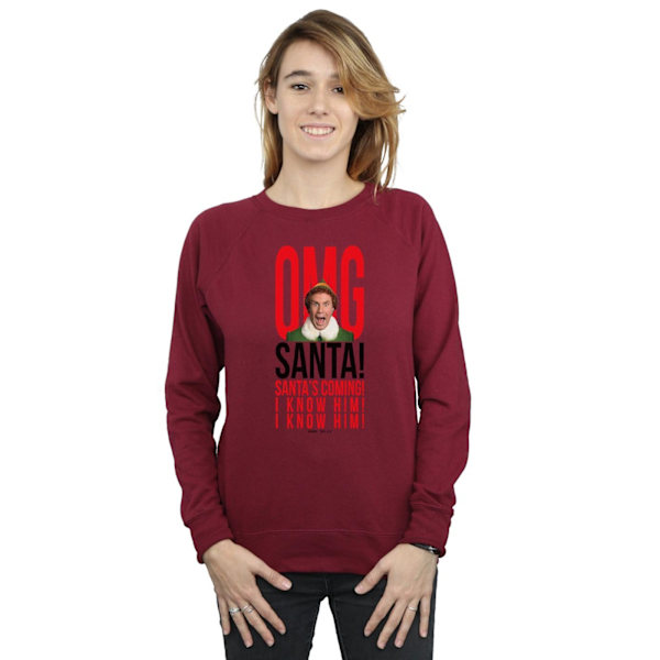 Elf Dam/Damer OMG Santa I Know Him Sweatshirt XL Bourgogne Burgundy XL