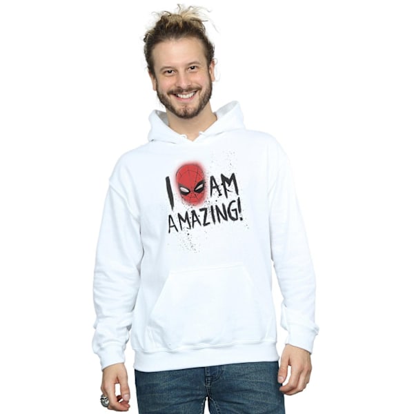 Marvel Mens Spider-Man I Am Amazing Hoodie L Vit White L