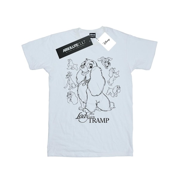 Disney Dam/Kvinnor Lady Och Lufsen Collage Sketch Bomull B White 4XL