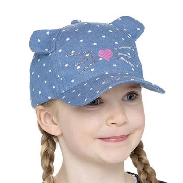 Bertie & Bo Flickor Katt Baseballkeps One Size Denim Blå Denim Blue One Size