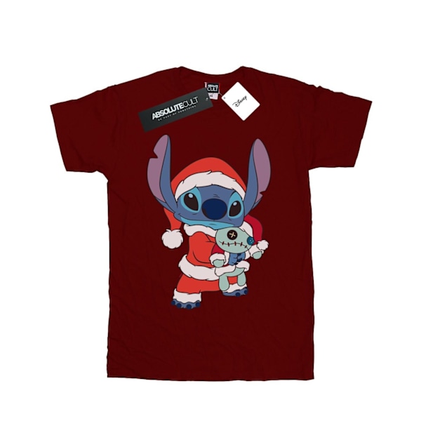 Disney Girls Lilo And Stitch Stitch Jul Bomull T-shirt 7- Burgundy 7-8 Years