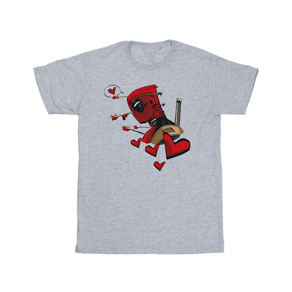 Marvel Girls Deadpool Love Arrow Bomull T-shirt 9-11 år Spor Sports Grey 9-11 Years