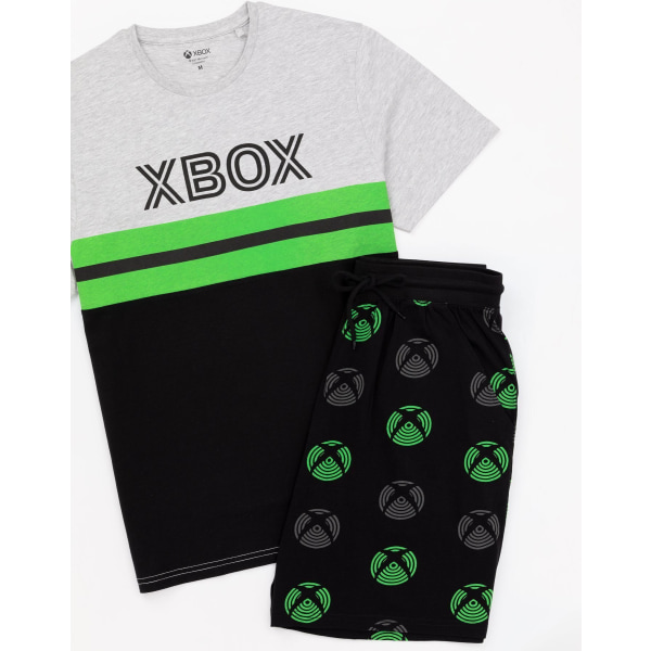 Xbox herr pyjamas med färgblock, kort modell, M, svart Black M