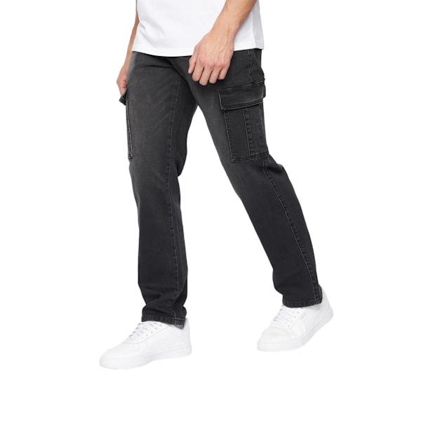 Crosshatch Mens Kremtap Cargo Jeans 32R Black Wash Black Wash 32R
