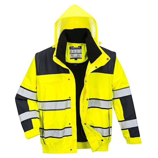 Portwest Klassisk 3-i-1 Hi-Vis Vinterbomberjacka för Män XS Gul Yellow/Black XS