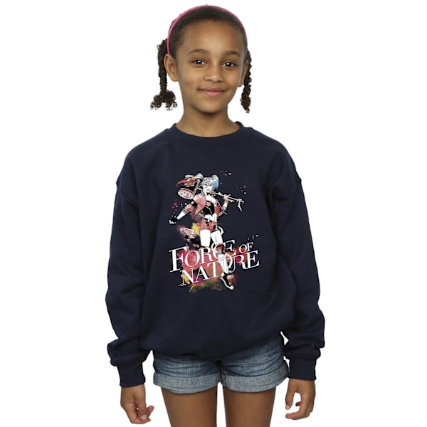 DC Comics Girls Harley Quinn Forces Of Nature Sweatshirt 7-8 år Navy Blue 7-8 Years