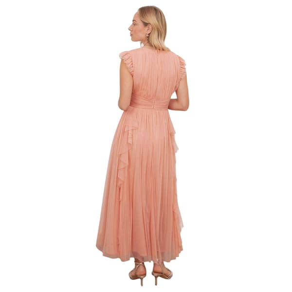 Anaya With Love Dam/Dam V-ringad Flutter Maxiklänning med Vattenfall Peach 16 UK