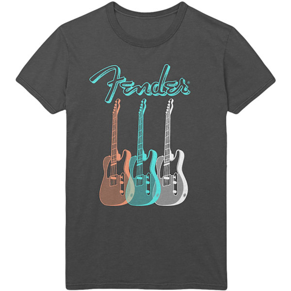 Fender Unisex Vuxen Trippel Gitarr Bomull T-shirt XL Charcoal Grå Charcoal Grey XL