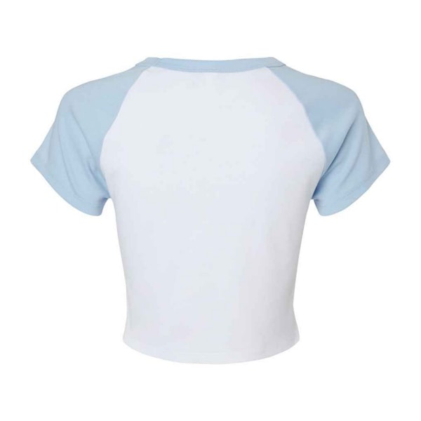 Bella + Canvas Dam/Dam Micro-Rib Raglan Crop Top XS Vit White/Baby Blue XS