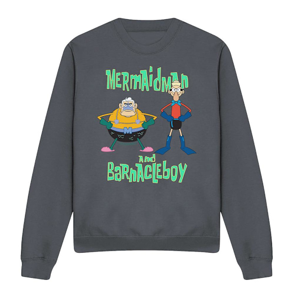 SvampBob Fyrkant Unisex Vuxen Sjöjungfru Man & Sjöborrepojken S Charcoal XXL