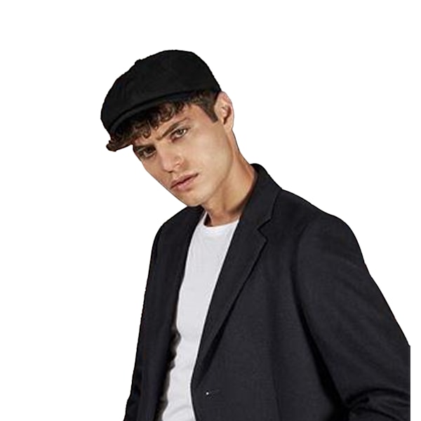 Beechfield Classic Herringbone Newsboy Cap SM Svart Black SM
