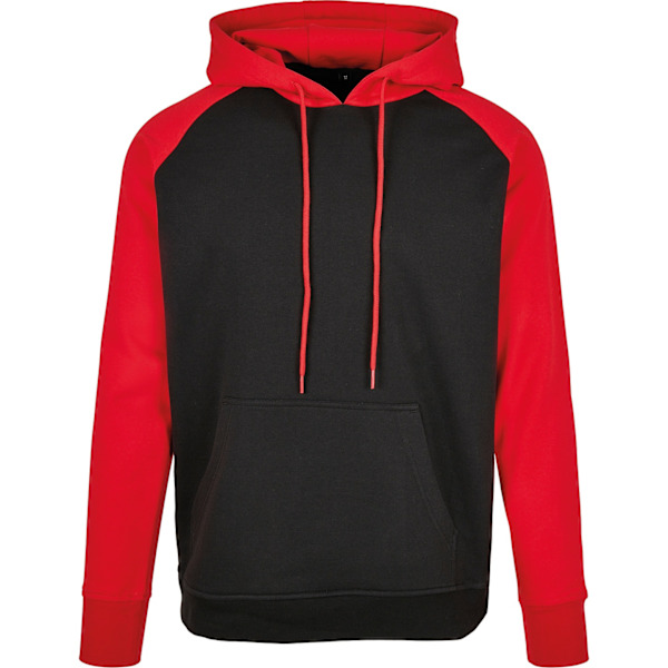 Bygg ditt varumärke Herr Basic Raglan Hoodie XS Svart/Röd Black/Red XS