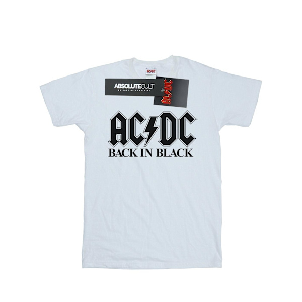 AC/DC Dam/Damer Back in Black Logo Bomull Boyfriend T-shirt White S