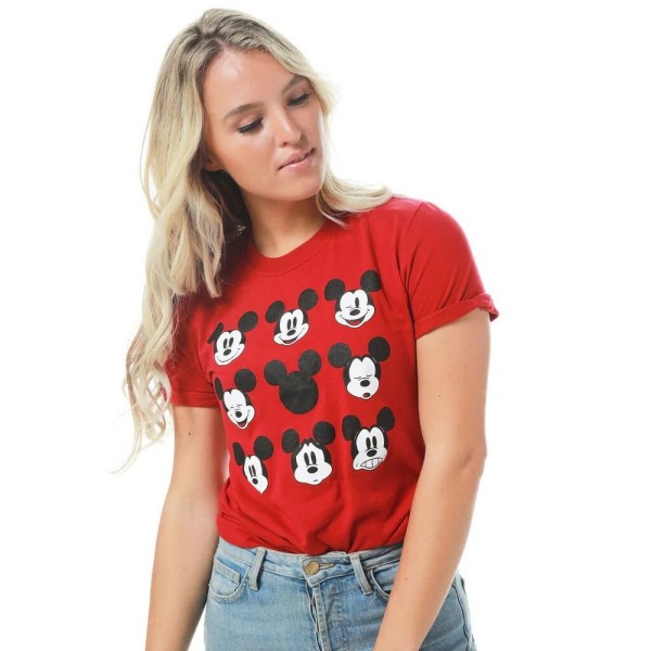 Disney Mickey Mouse Face T-shirt för dam/dam S Cardinal Red Cardinal Red S