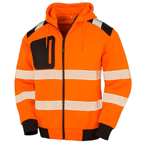 Result Äkta Återvunnen Unisex Vuxen Robust Säkerhet Full Zip Hoo Fluorescent Orange 4XL