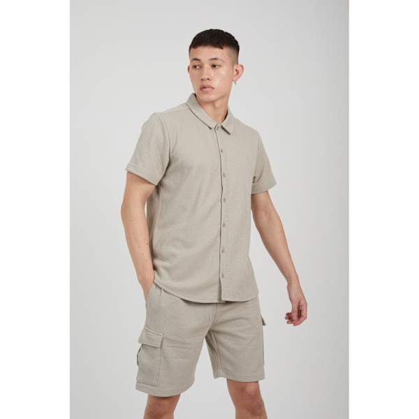 Brave Soul Mens Cadby Textured Cargo Shorts S Light Sand Light Sand S