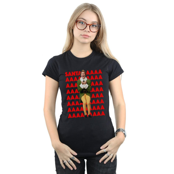 Elf Dam/Kvinna Buddy Santa Scream Bomull T-shirt L Svart Black L