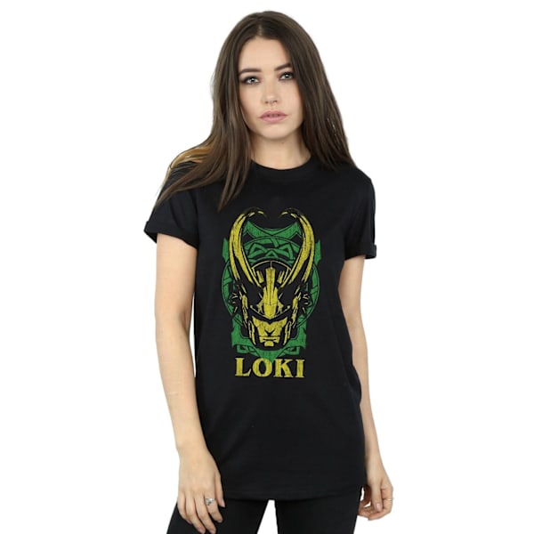 Marvel Dam/Damer Loki Badge Bomull Boyfriend T-shirt M Svart Black M