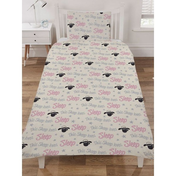 Shaun the Sheep Loves Sleep Påslakanset Enkelsäng Grå/Svart/Rosa Grey/Black/Pink Single