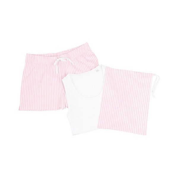 Handduk City Dam/Dam Stripe Short Pyjamas Set XXL Vit/Rosa White/Pink XXL
