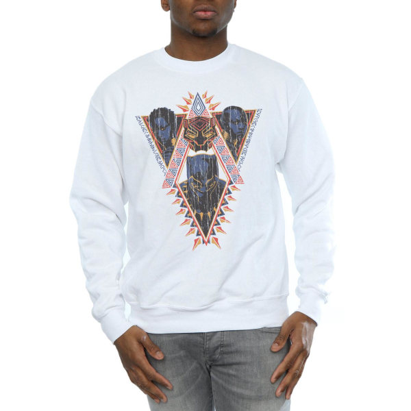 Marvel Mens Black Panther Tribal Heads Sweatshirt XL Vit White XL