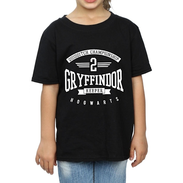 Harry Potter T-shirt i bomull för flickor, Gryffindor Keeper, 5-6 år, B Black 5-6 Years