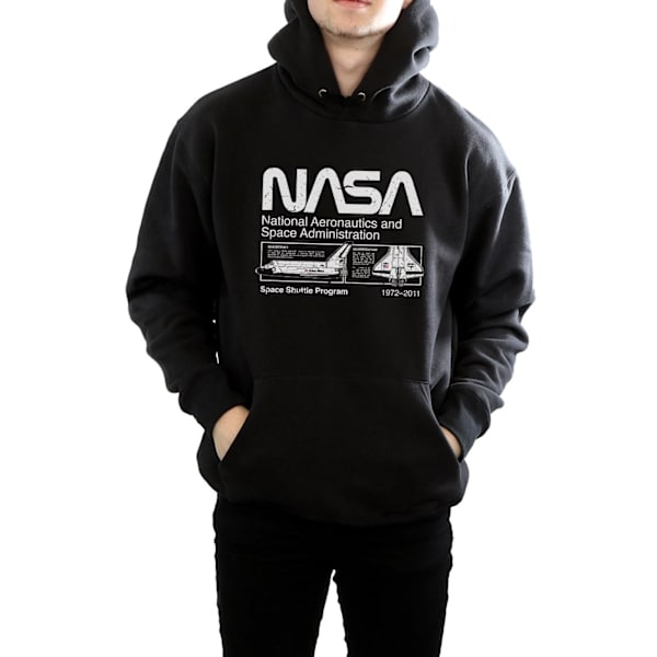 NASA Herr Space Shuttle Hoodie XL Svart Black XL