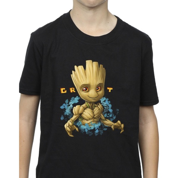 Guardians Of The Galaxy Boys Groot Flowers T-shirt 12-13 år Black 12-13 Years