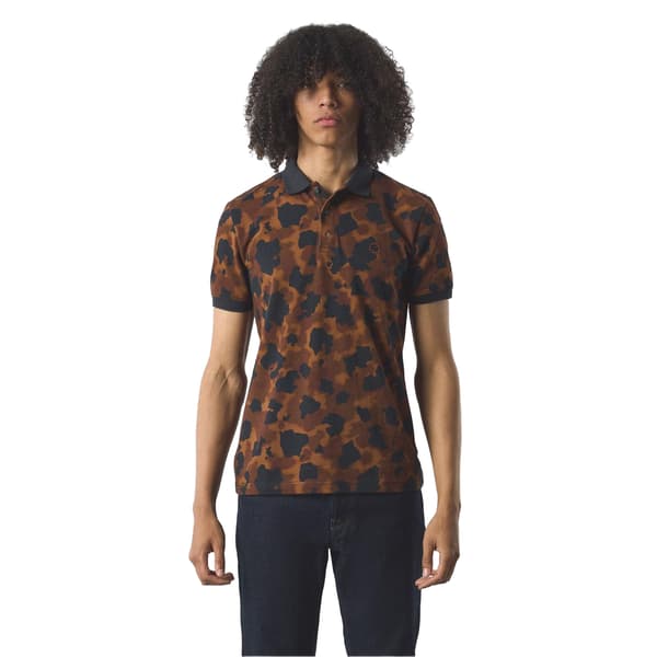 Pretty Green Herr Camo Kortärmad Pikétröja M Brun Brown M