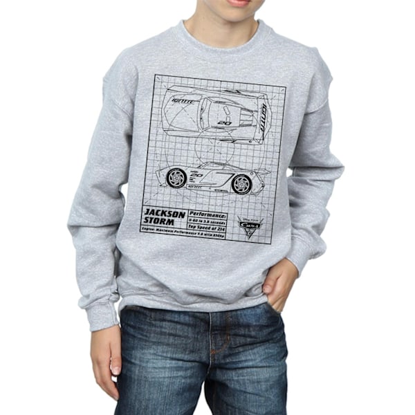 Disney Boys Cars Jackson Storm Blueprint Sweatshirt 12-13 år Sports Grey 12-13 Years