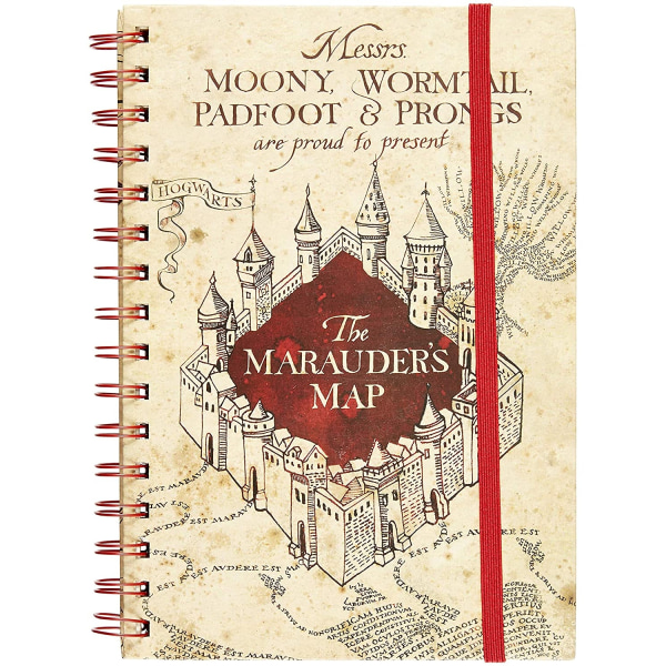 Harry Potter Marauders Map A5 Wirebound Notebook One Size Beige Beige/Red One Size
