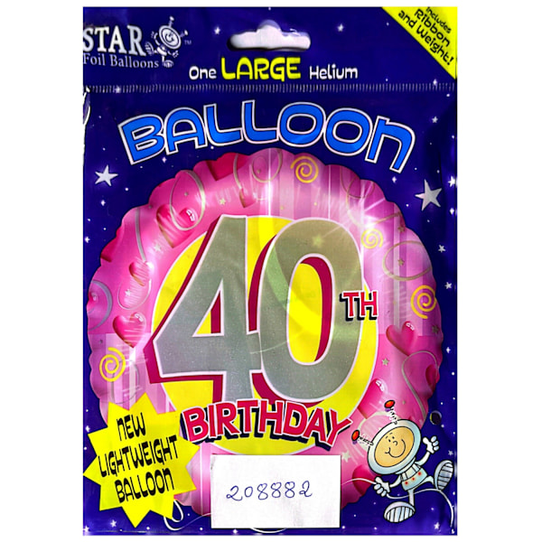 Stjärna Lättvikts 40-årsdag Folieballong En Storlek Flerfärgad Multicoloured One Size