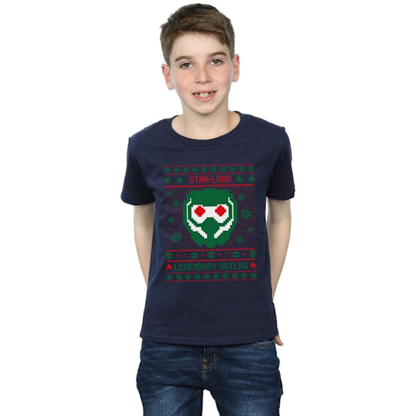 Marvel Boys Guardians Of The Galaxy Vol. 2 Star Lord Fair Isle Navy Blue 5-6 Years