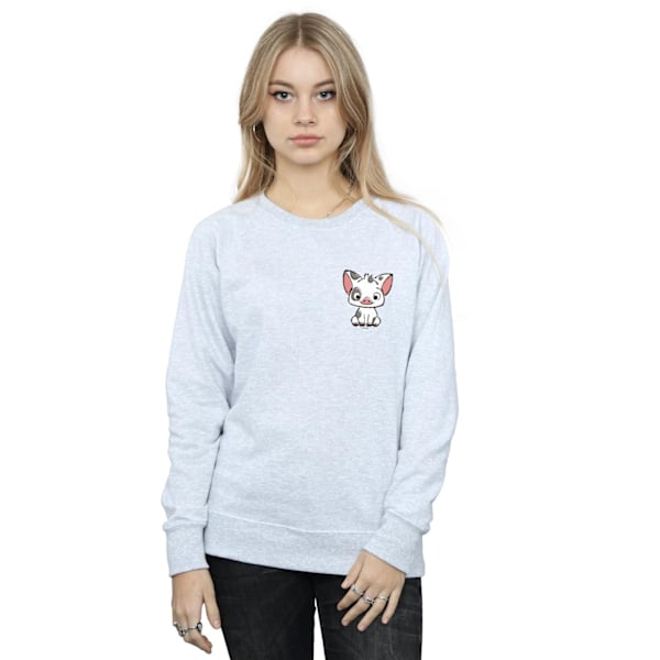 Disney Dam/Dam Moana Pua The Pig Brösttryck Sweatshirt Sports Grey S