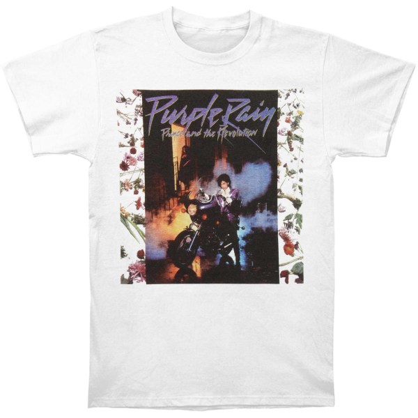 Prince Unisex Vuxen Lila Regn Album T-shirt XXL Vit White XXL