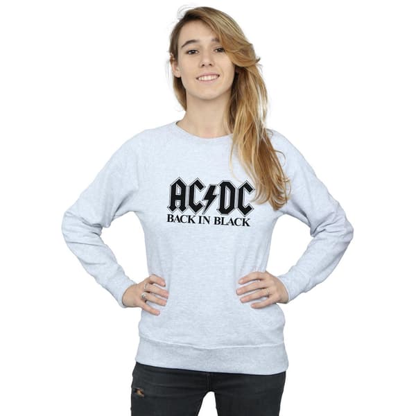 AC/DC Dam/Dam Back in Black Logo Sweatshirt M Heather Gre Heather Grey M