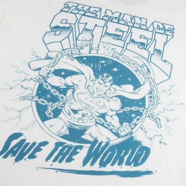 Superman Mens Save The World T-Shirt XL Vit/Blå White/Blue XL