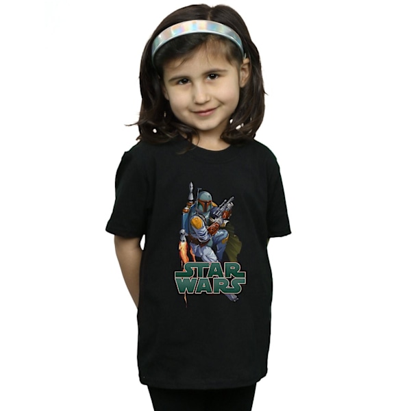 Star Wars Girls Boba Fett Fired Up Bomull T-shirt 5-6 år Bla Black 5-6 Years