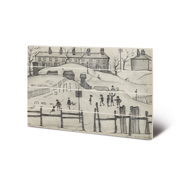 L.S. Lowry Houses In Broughton 1937 Trä Små Plack 40cm x 59 Cream 40cm x 59cm