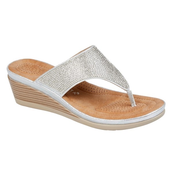 Cipriata Dam/Dam Sandra Sparkle Diamante Wedge Sandaler 8 Silver 8 UK