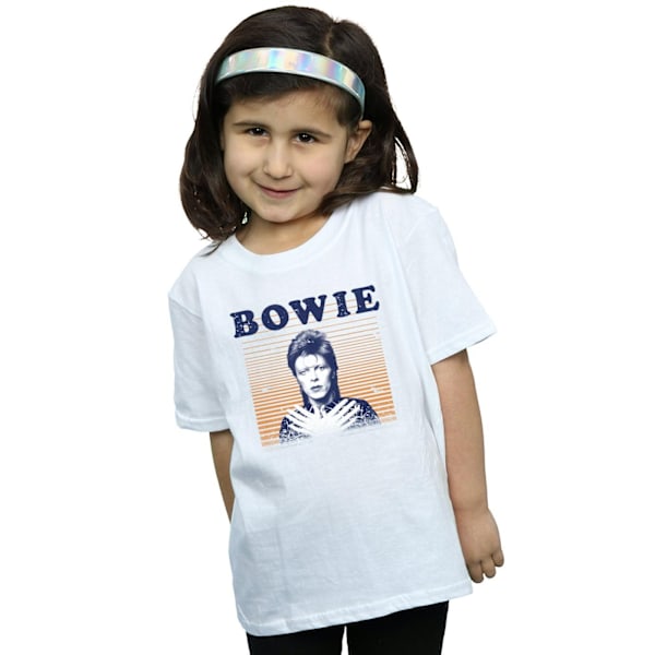 David Bowie Girls Orange Stripes Bomull T-shirt 12-13 År Vit White 12-13 Years