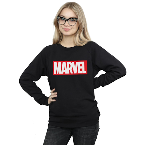 Marvel Comics Dam/Kvinnor Klassisk Logotyp Sweatshirt S Svart Black S