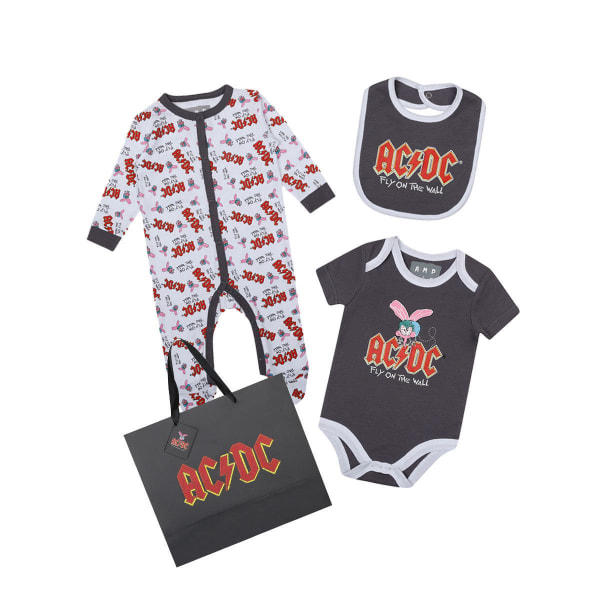 Amplified Baby Fly On The Wall AC/DC Babygrow Set 3-6 månader Wh White/Black/Red 3-6 Months