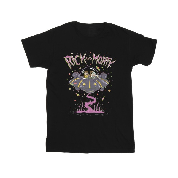 Rick And Morty Mens Rosa rymdskepp T-shirt L Svart Black L
