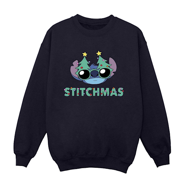 Disney Dam/Kvinnor Lilo & Stitch Stitchmas Glasögon Sweatshirt Navy Blue 5XL
