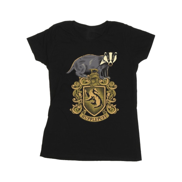 Harry Potter Dam/Kvinnor Hufflepuff Sketch Crest Bomull T-shirt Black S