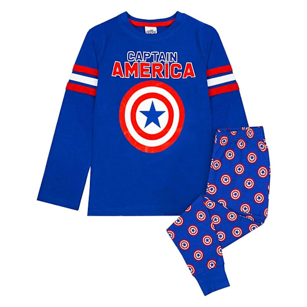 Captain America Pojk Sköld Lång Pyjamas Set 3-4 År Blå Blue 3-4 Years