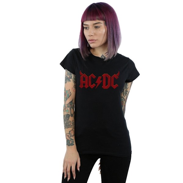 AC/DC Dam/Kvinnor Horns Logo Bomull T-shirt S Svart Black S